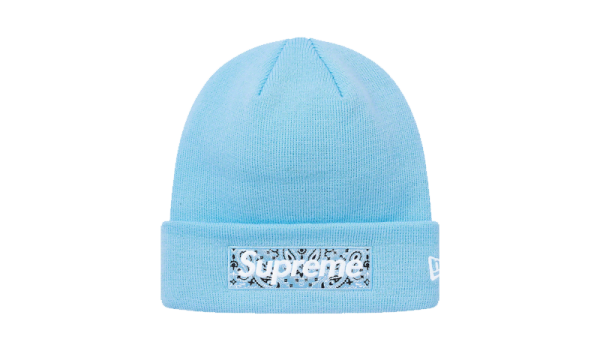 Supreme New Era Bandana Box Logo Beanie Light Blue